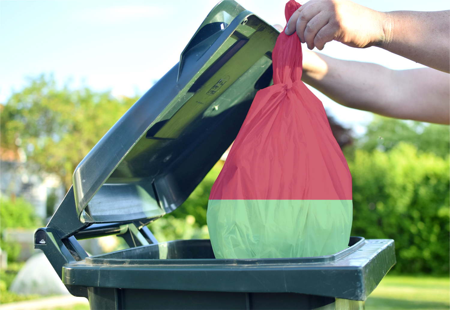 En påsa slängs i en tunna där ca 40 % är grön och ca 60 % är röd för att demonstrera andel som är f